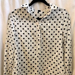 JCREW XS White Polka Dot Blouse